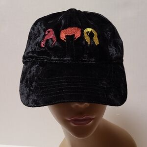Hocus Pocus Hat Embroidered Black Velvet Disney Cap Sanderson Sisters Halloween